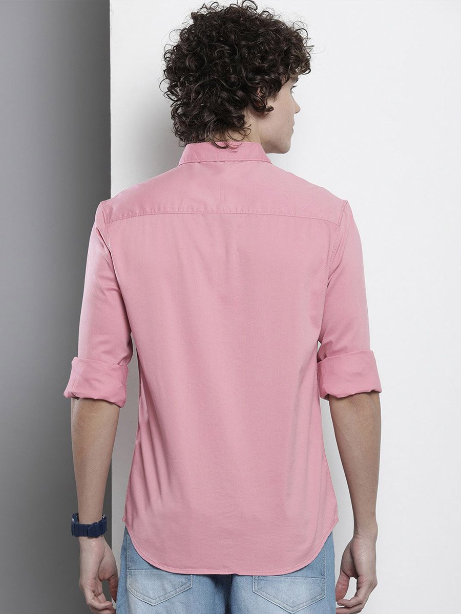 Men Pink Slim Fit Solid Shirt