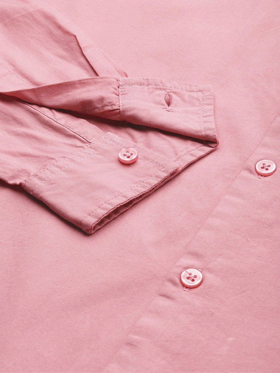 Men Pink Regular Fit Solid Shirt