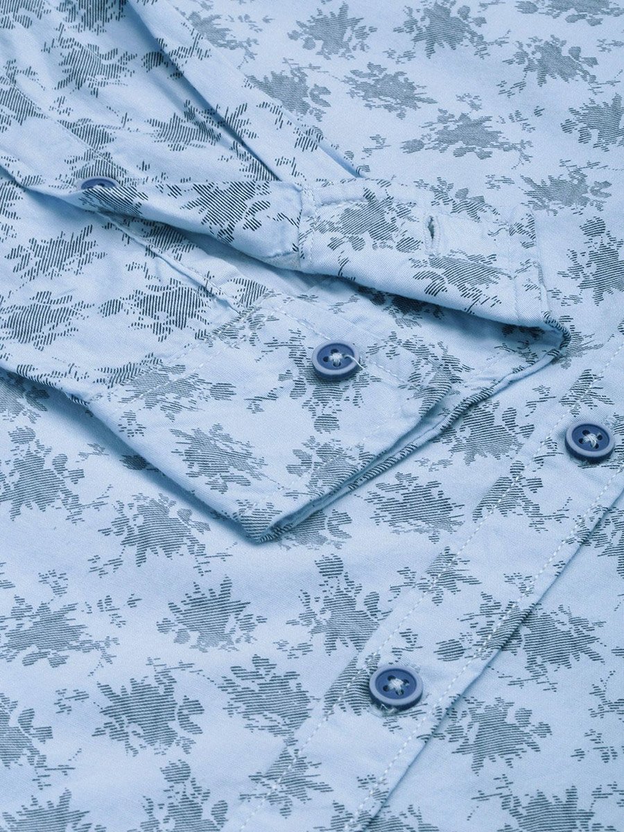 Men Blue Regular Fit Abstract Print Shirt