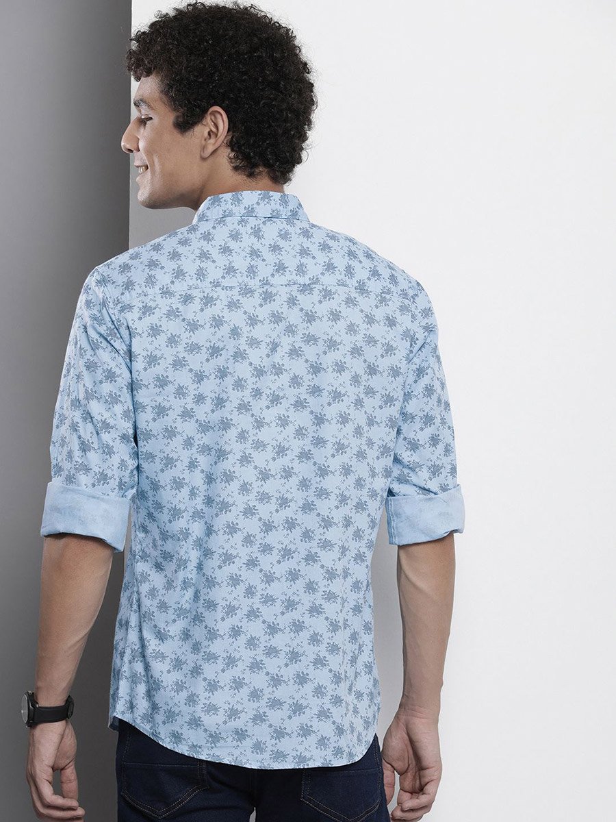 Men Blue Regular Fit Abstract Print Shirt