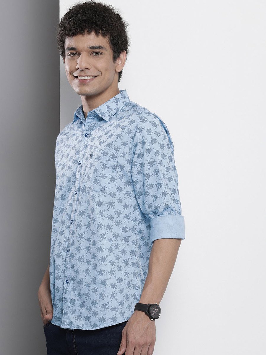 Men Blue Regular Fit Abstract Print Shirt