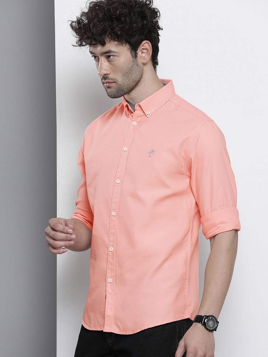 Men Pink Cotton Oxford Shirt