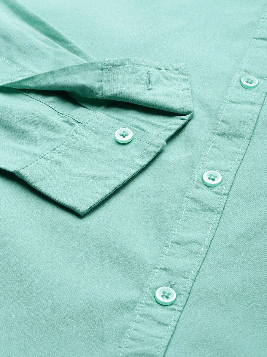 Men Green Regular Fit Solid Shirt