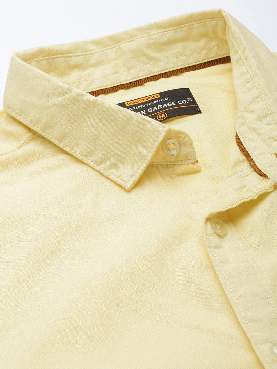 Men Yellow Slim Fit Solid Shirt