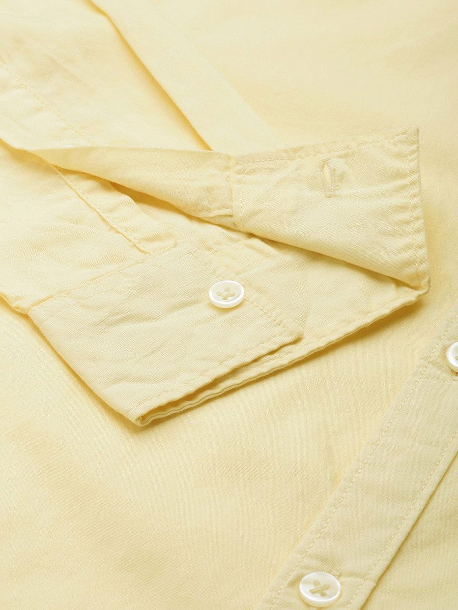 Men Yellow Slim Fit Solid Shirt