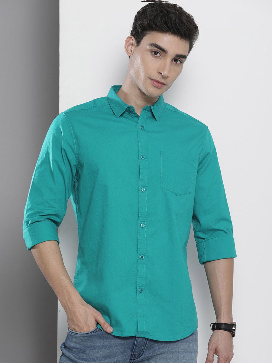 Men Blue Regular Fit Solid Shirt