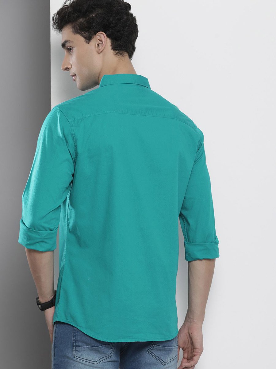 Men Blue Regular Fit Solid Shirt