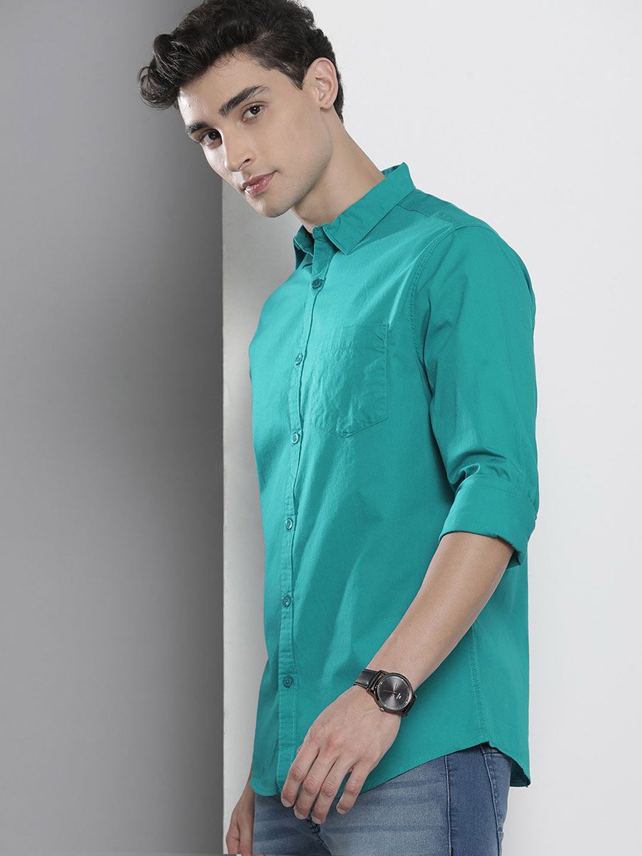 Men Blue Regular Fit Solid Shirt
