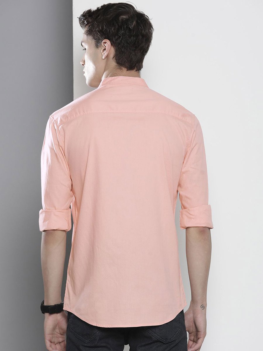 Men Peach Regular Fit Solid Shirt