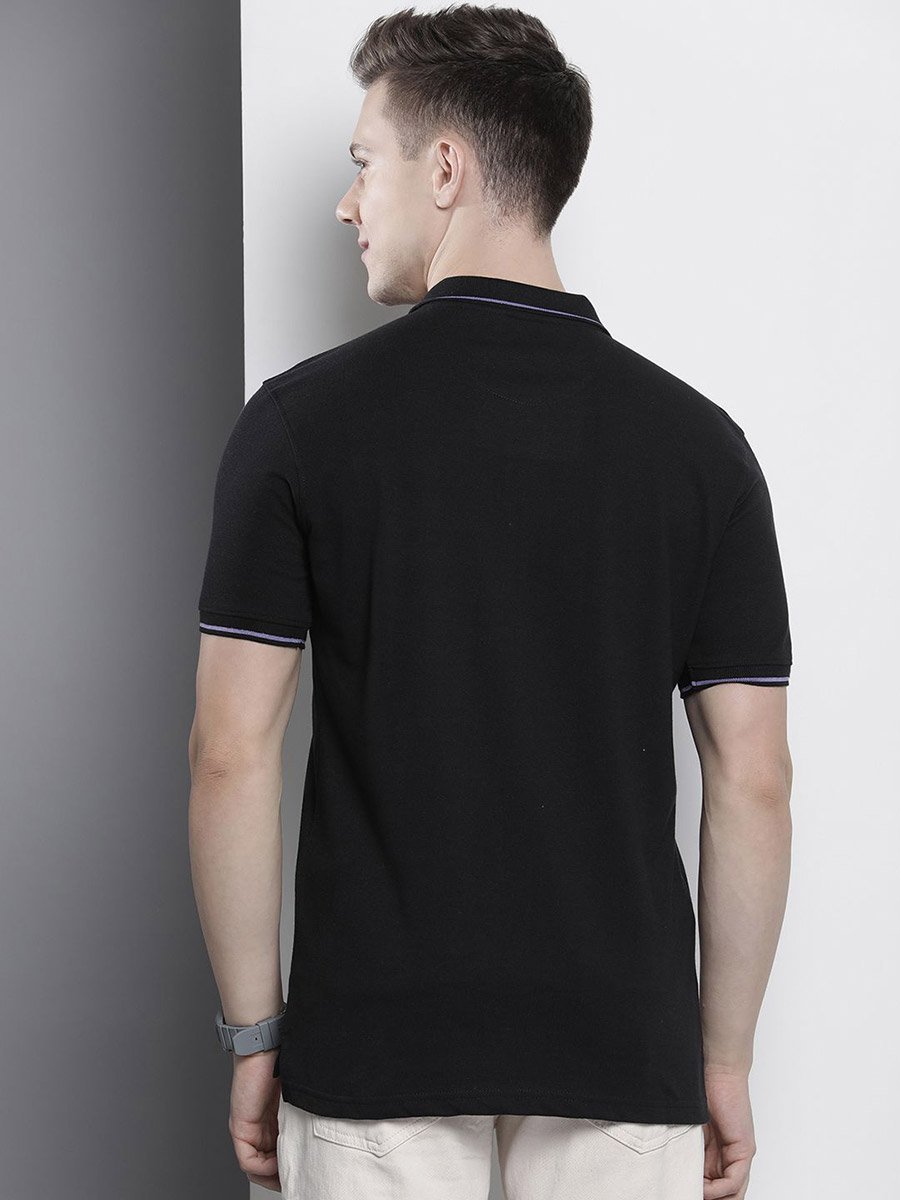 Men Black Regular Fit Short Sleeve Polo