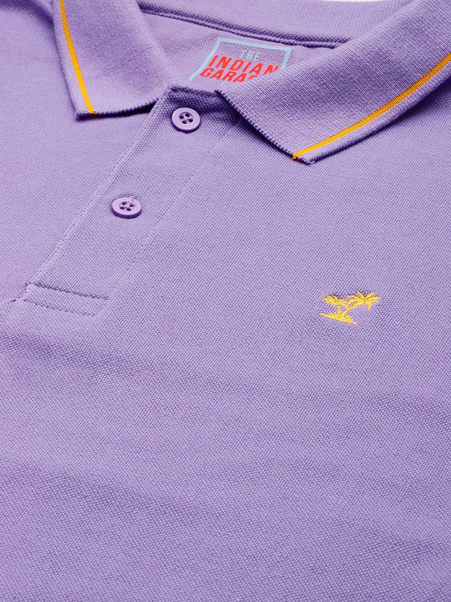 Men Purple Regular Fit Short Sleeve Polo
