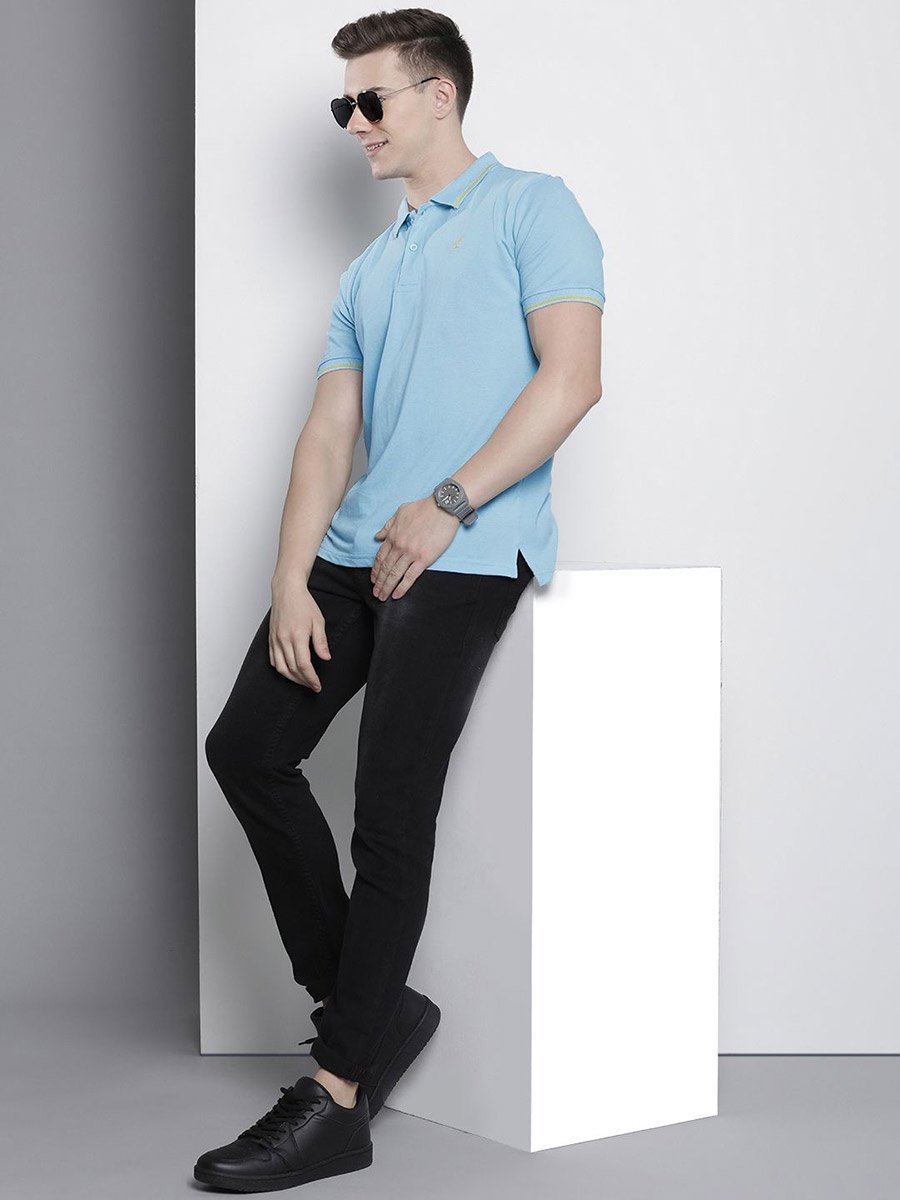 Men Blue Regular Fit Short Sleeve Polo