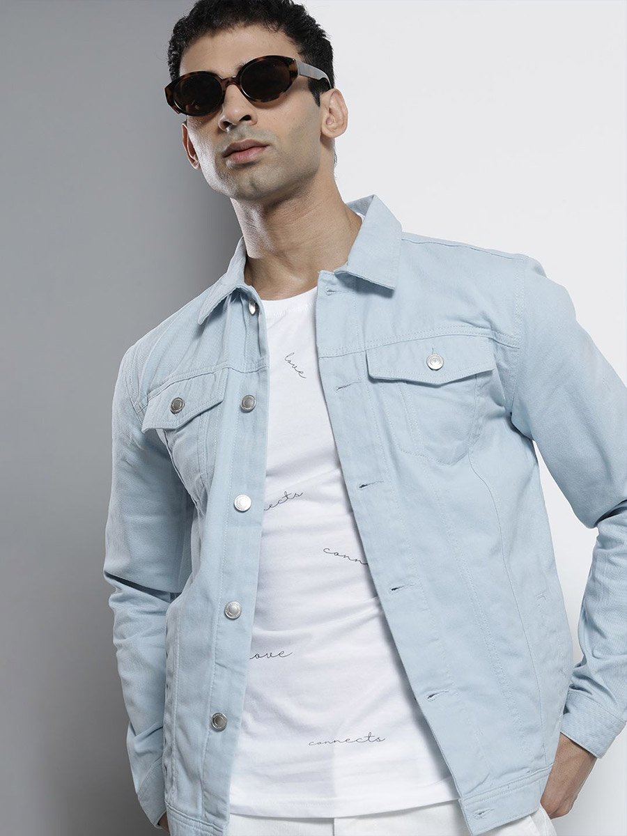 Men Light Blue Denim Jacket