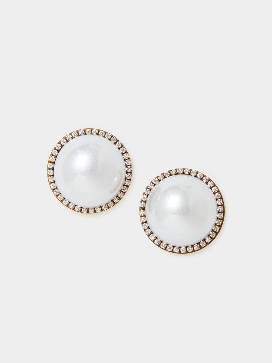 Embellished Pearl Stud Earrings