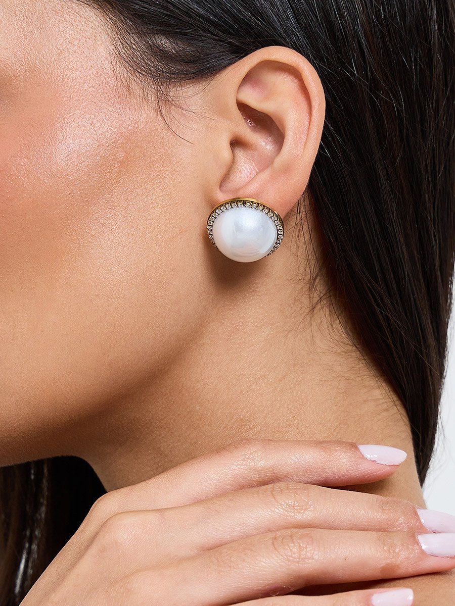 Embellished Pearl Stud Earrings