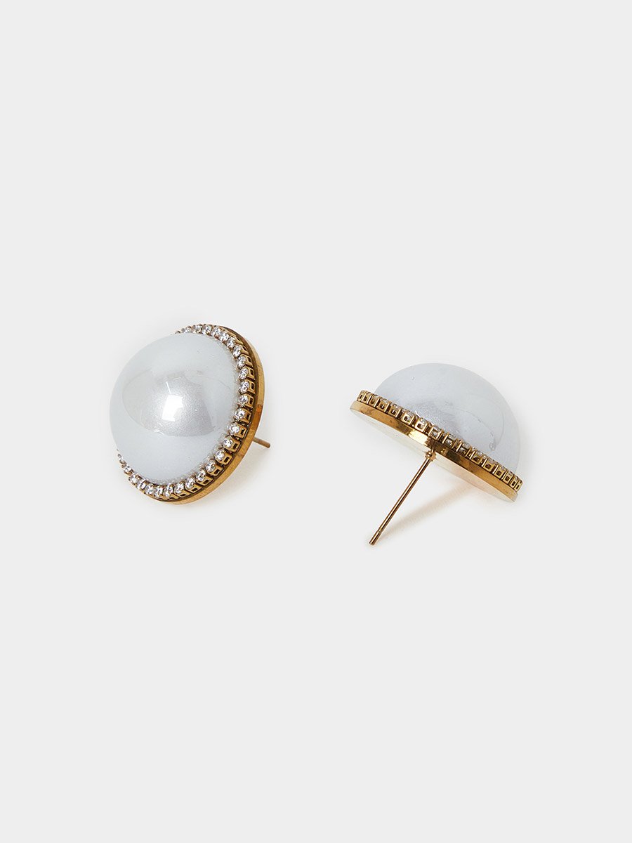 Embellished Pearl Stud Earrings