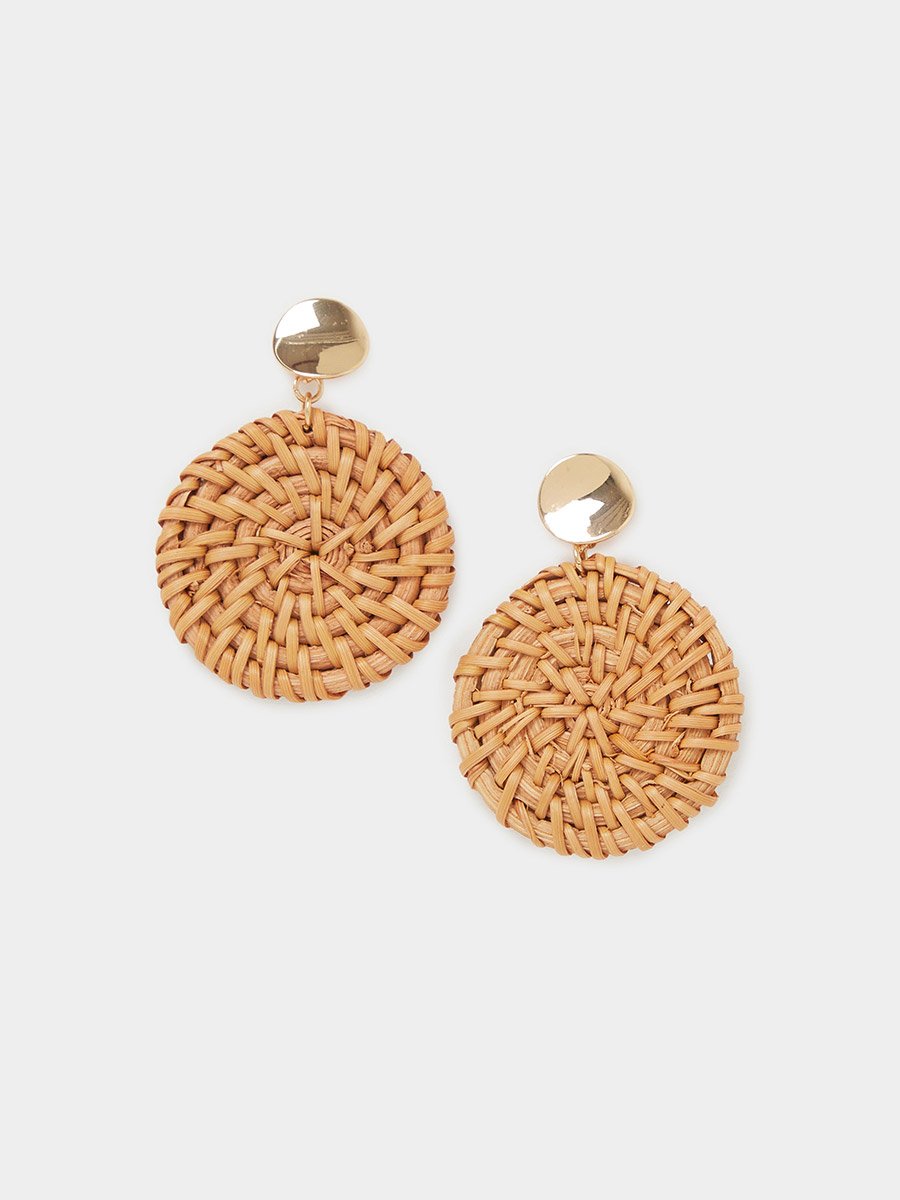 Rattan Disc Earrings