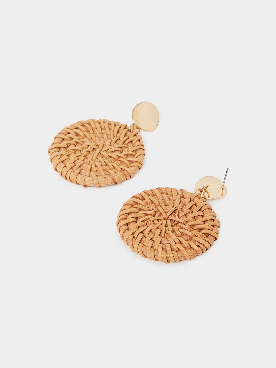 Rattan Disc Earrings