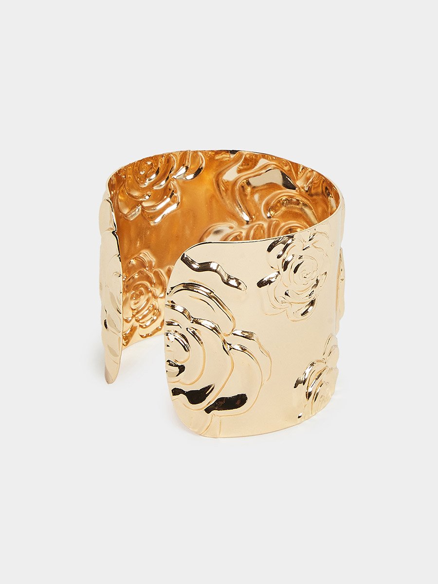 Rose Embossed Cuff Bracelet