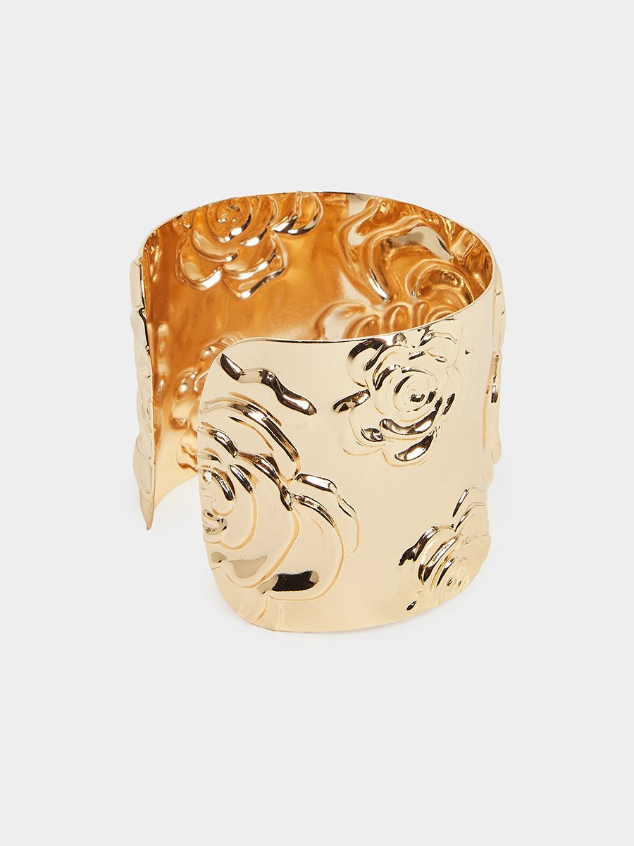 Rose Embossed Cuff Bracelet