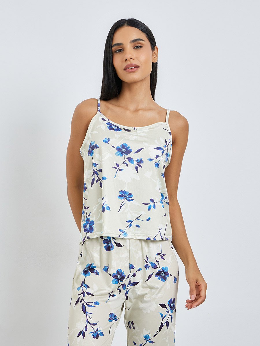 Pack of 3 - Floral Print Cami, Robe and Pyjama Set
