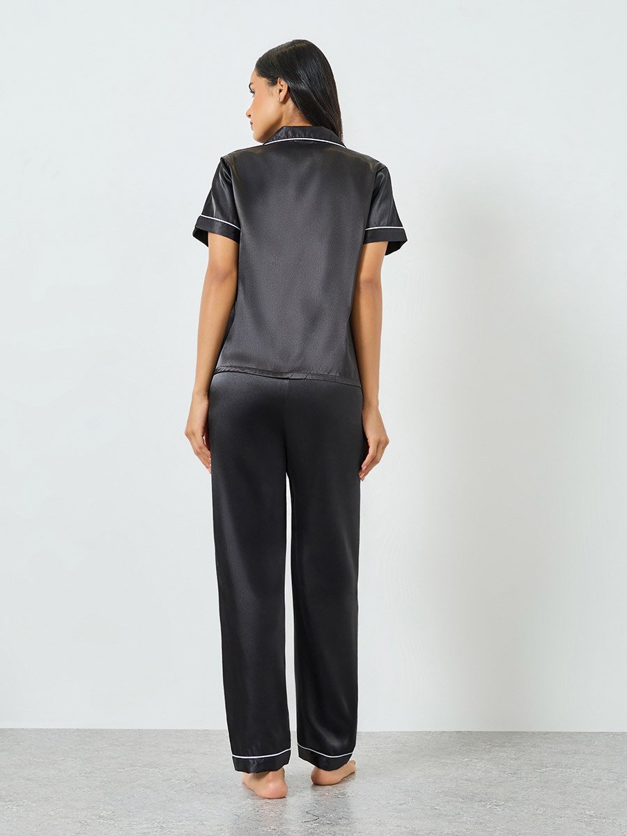 Pack of 3 - Satin Short Sleeve Shirt, Pyjama And Shorts Set