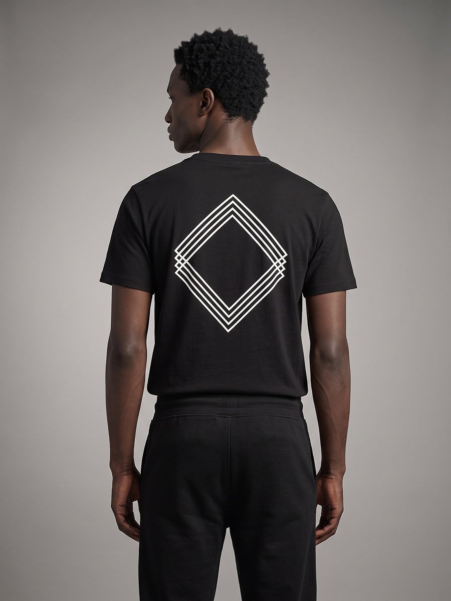 Men Black Graphic Short Sleeve T-Shirt