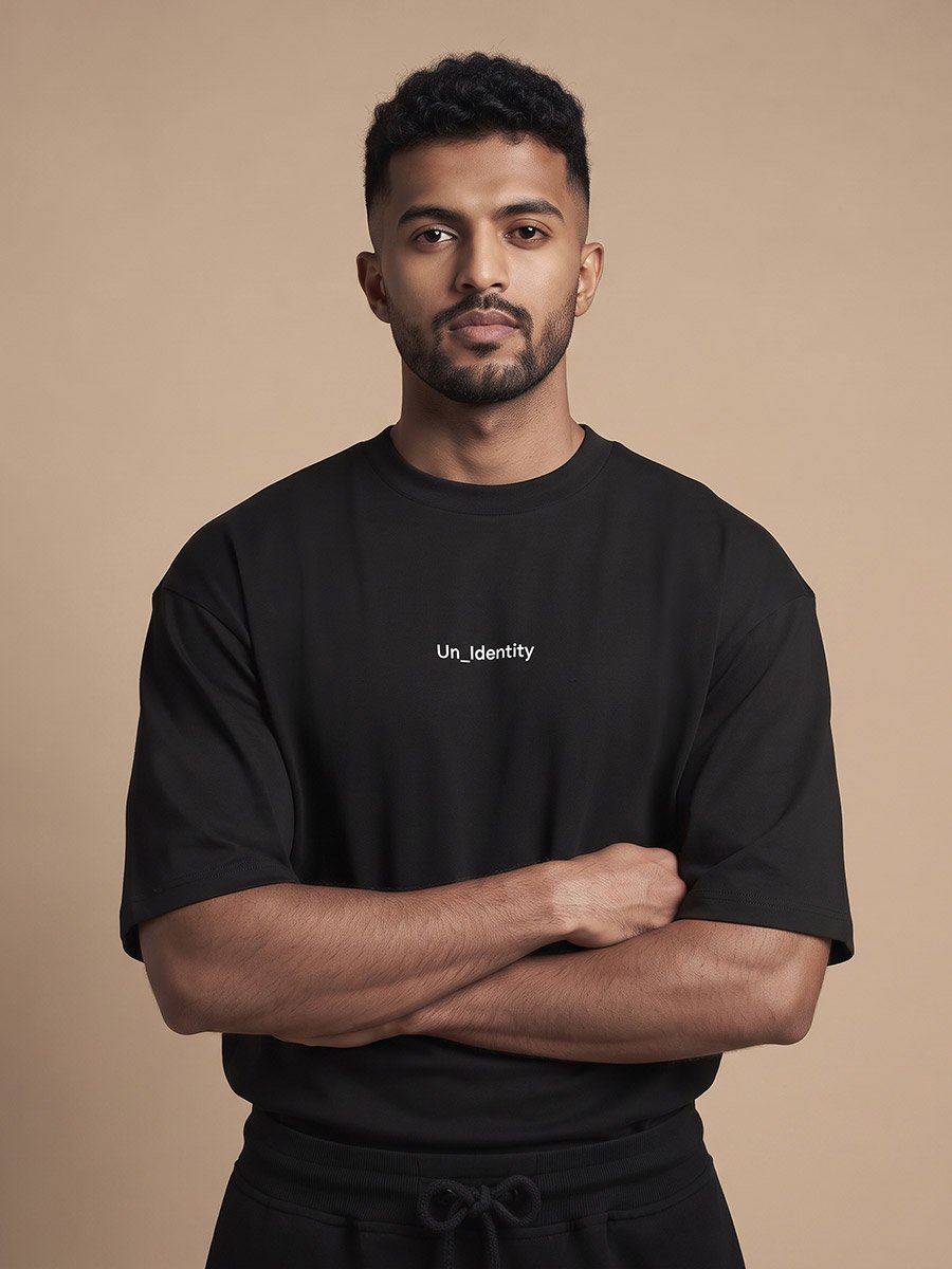 Men Black Graphic Oversized T-Shirt