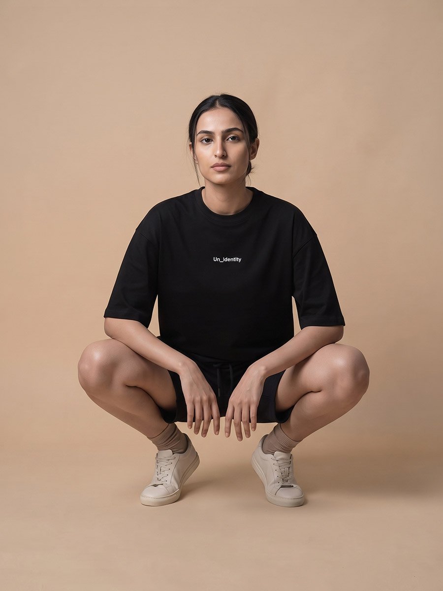 Men Black Graphic Oversized T-Shirt