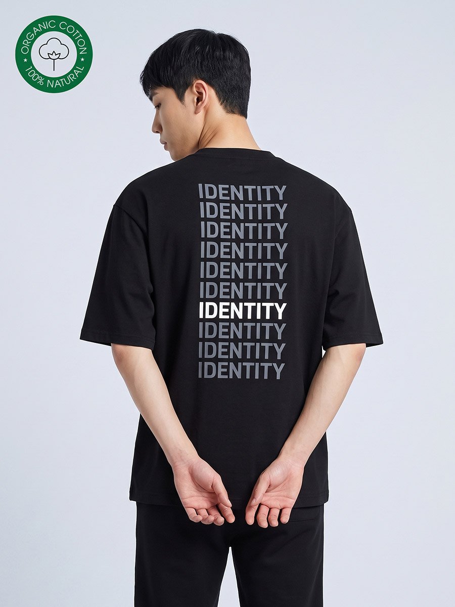 Men Black Graphic Oversized T-Shirt
