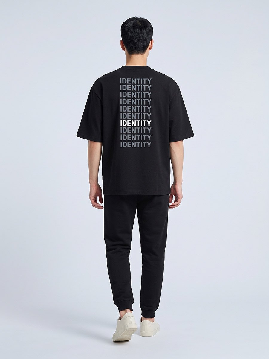Men Black Graphic Oversized T-Shirt