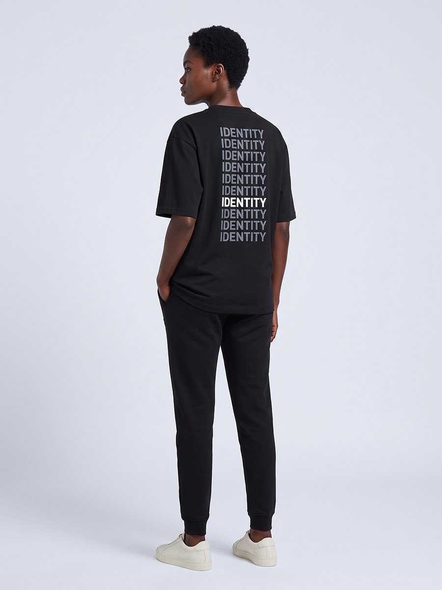 Men Black Graphic Oversized T-Shirt