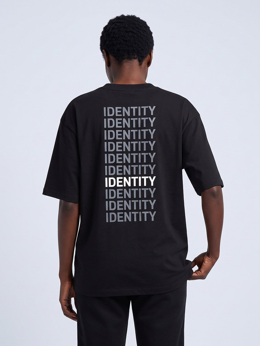 Men Black Graphic Oversized T-Shirt