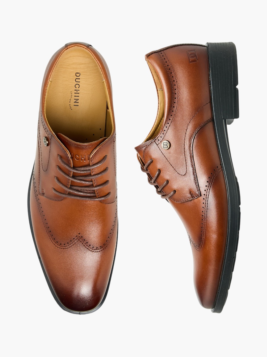 Men Lace-Up Leather Derby Shoes