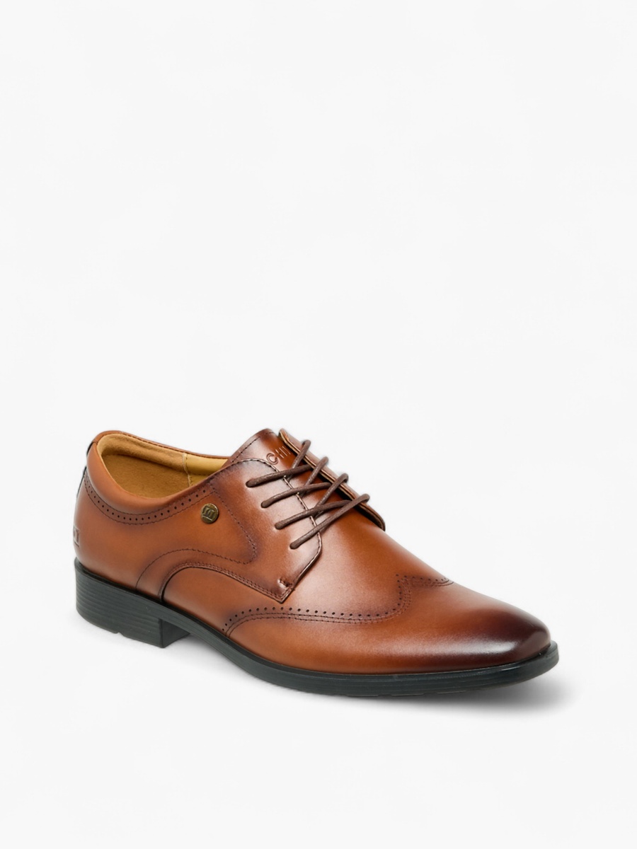 Men Lace-Up Leather Derby Shoes