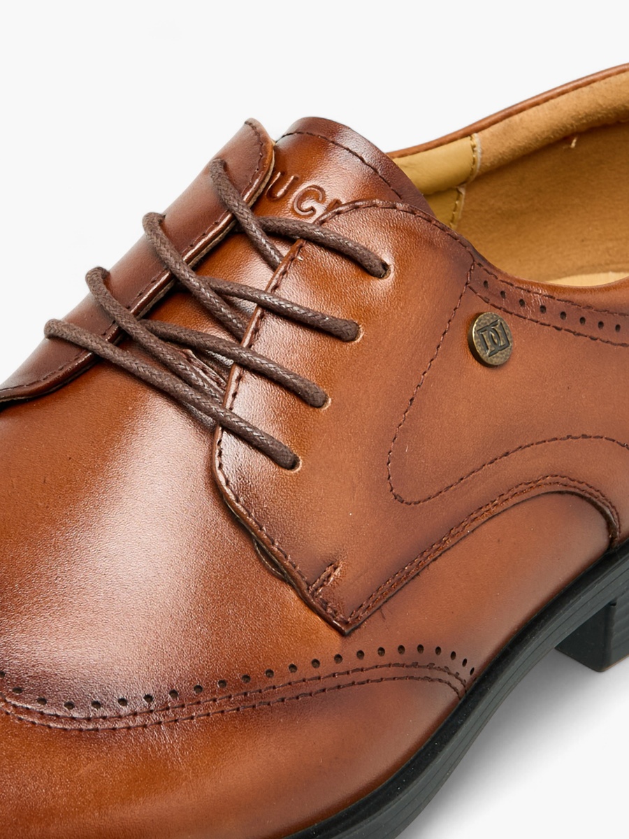 Men Lace-Up Leather Derby Shoes