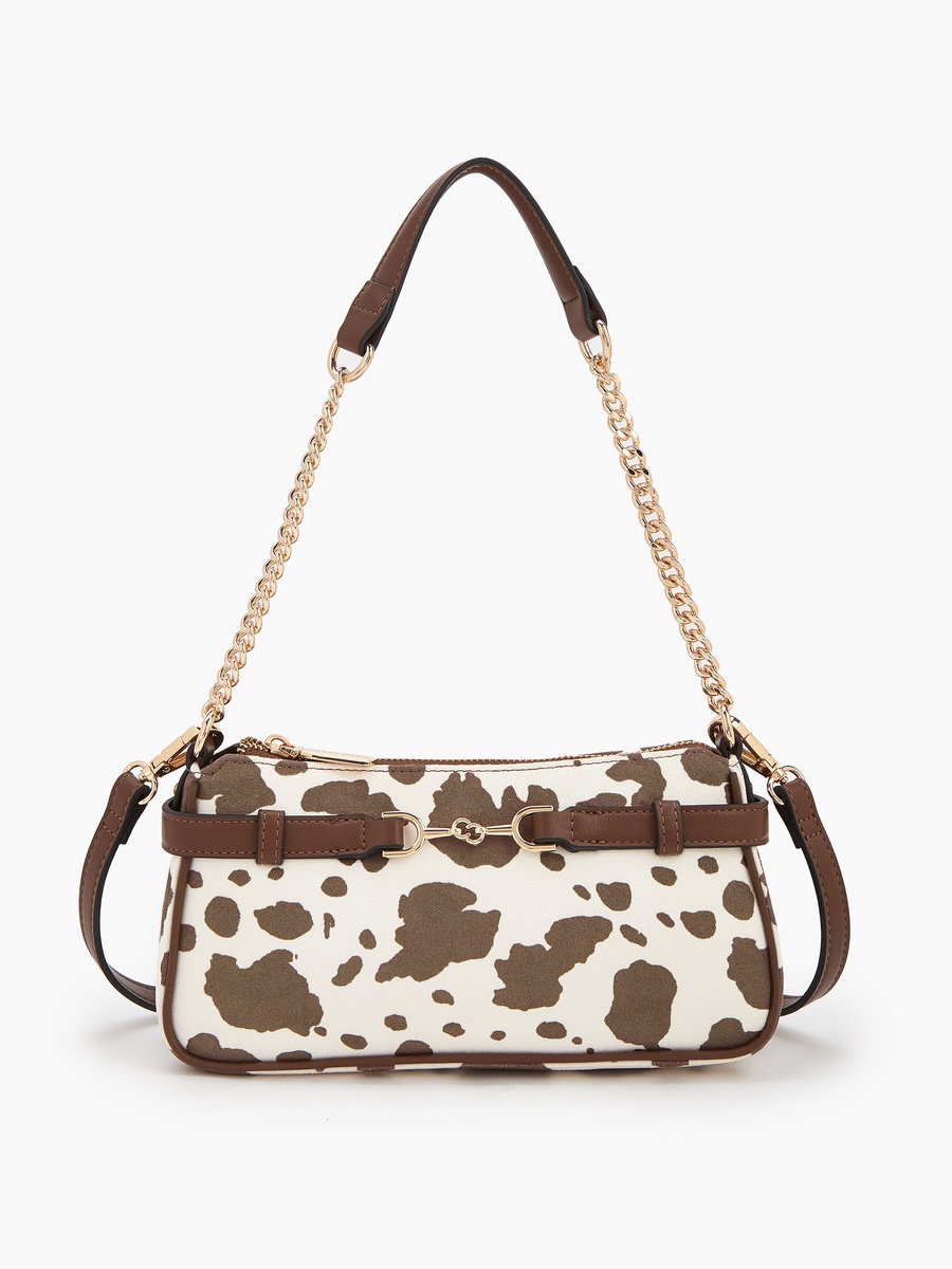 Animal Print Crossbody Bag with Zip Closure
