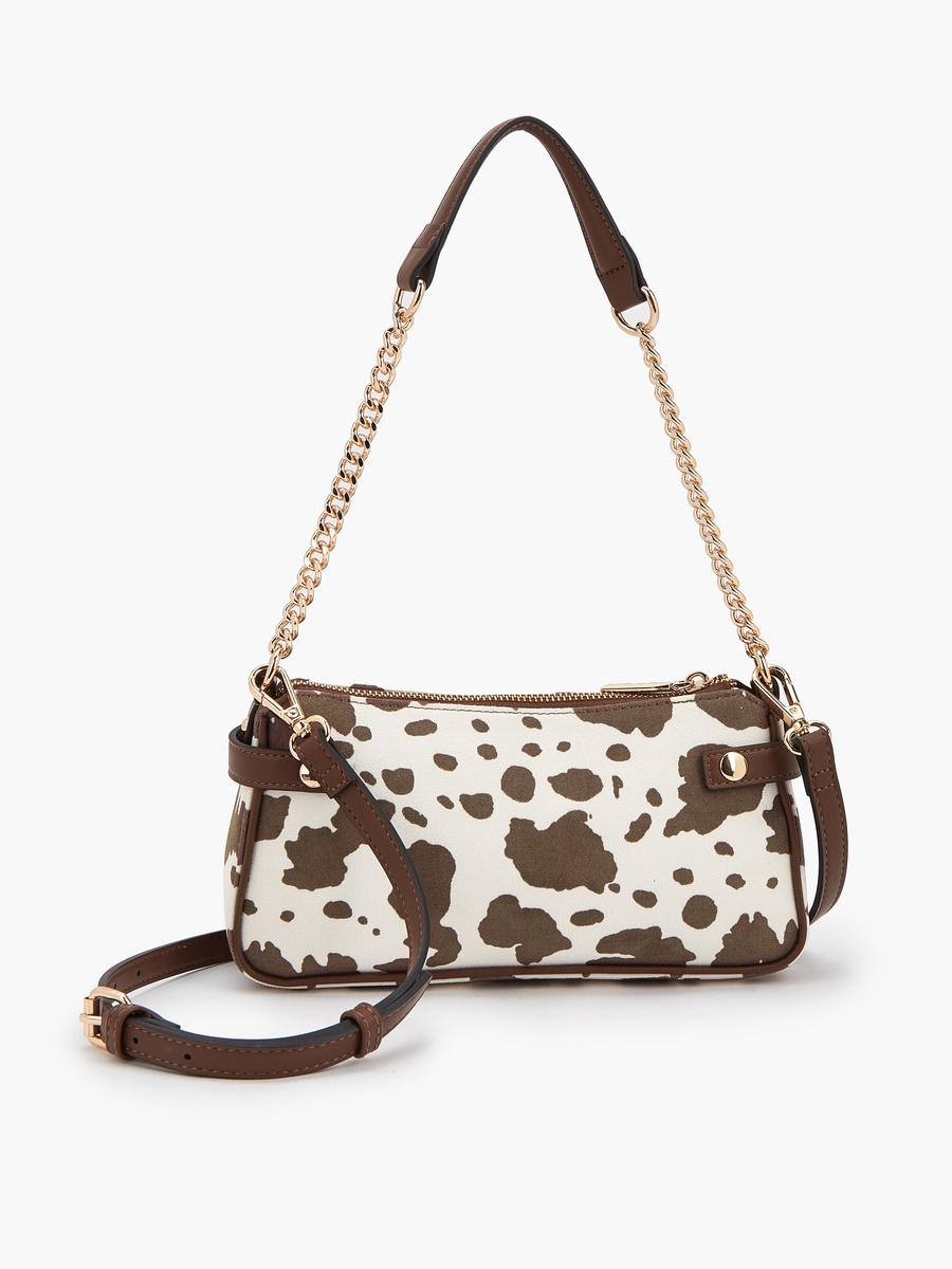 Animal Print Crossbody Bag with Zip Closure