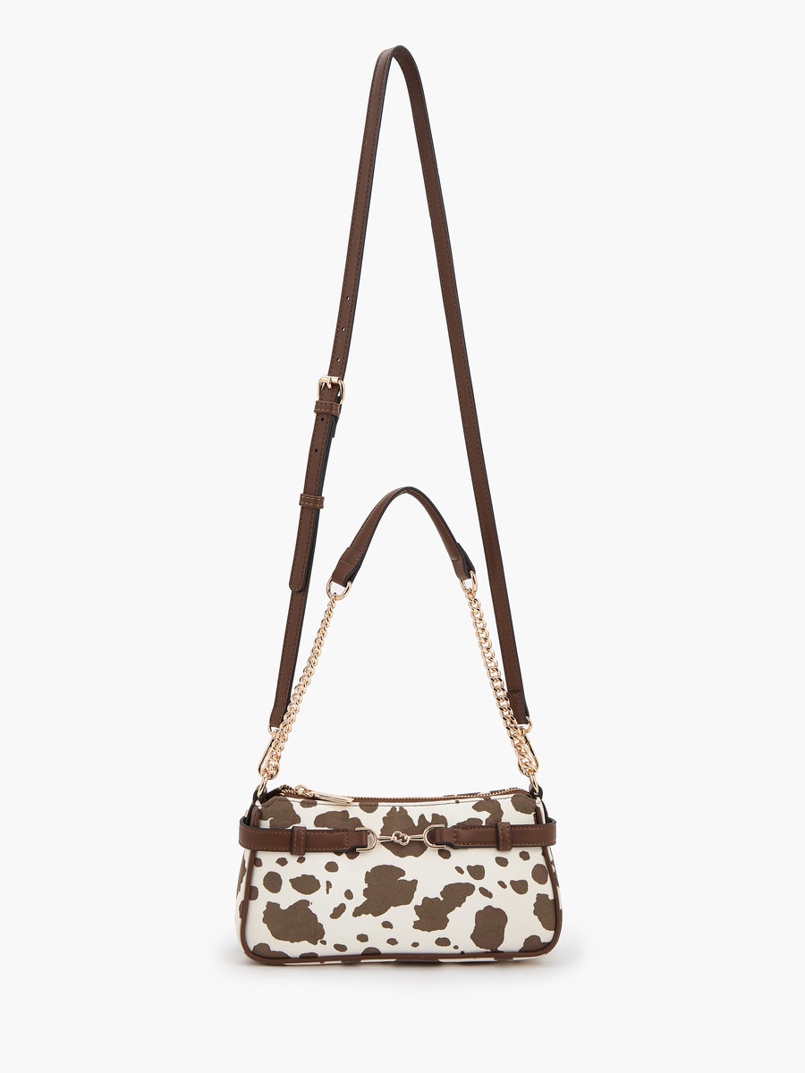 Animal Print Crossbody Bag with Zip Closure