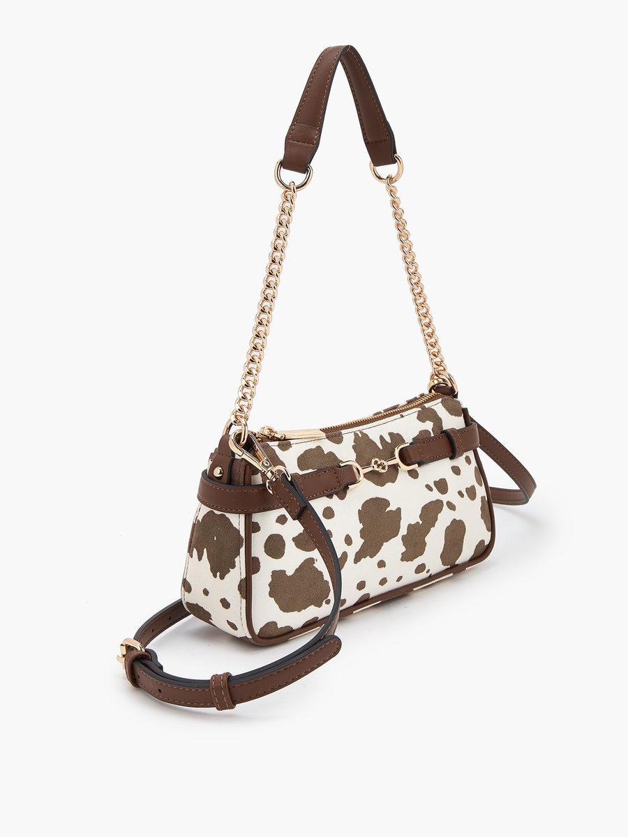 Animal Print Crossbody Bag with Zip Closure
