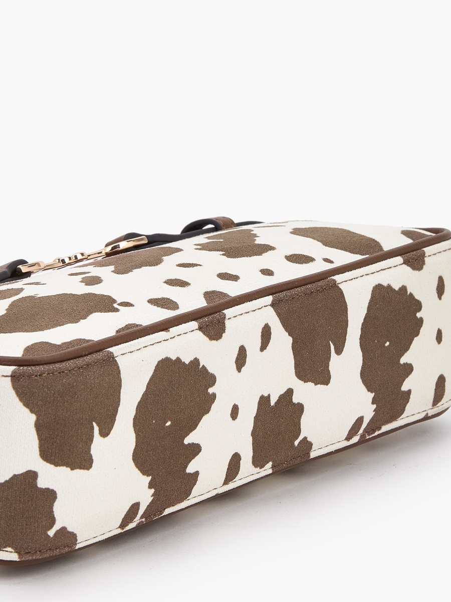 Animal Print Crossbody Bag with Zip Closure