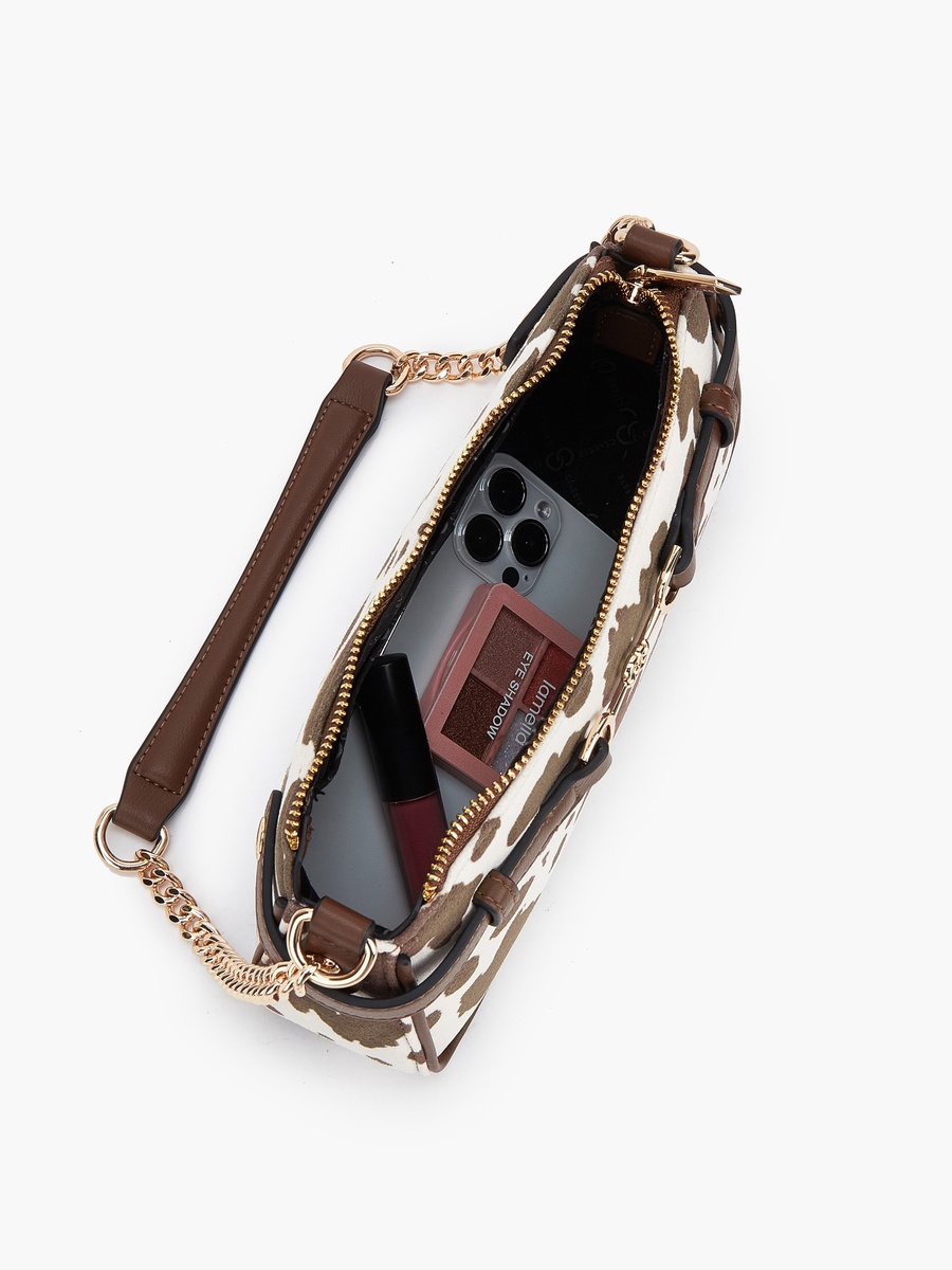 Animal Print Crossbody Bag with Zip Closure
