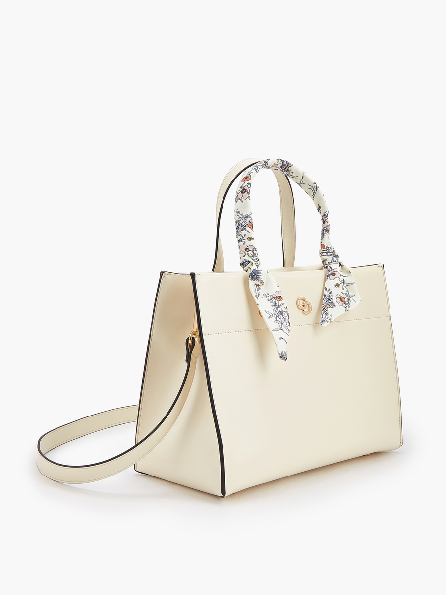 Scarf Accent Tote Bag with Double Handles
