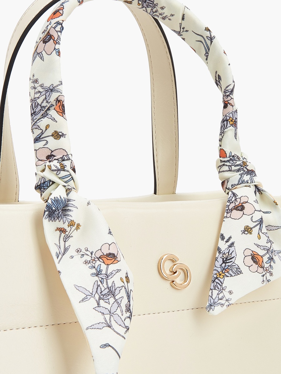 Scarf Accent Tote Bag with Double Handles