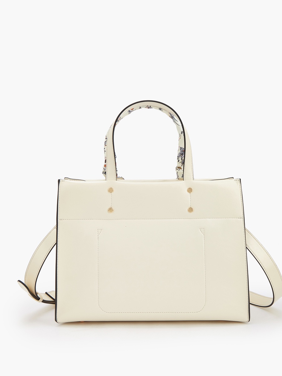 Scarf Accent Tote Bag with Double Handles