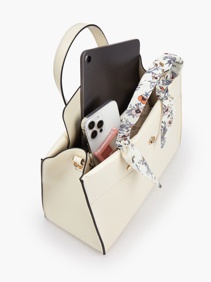 Scarf Accent Tote Bag with Double Handles