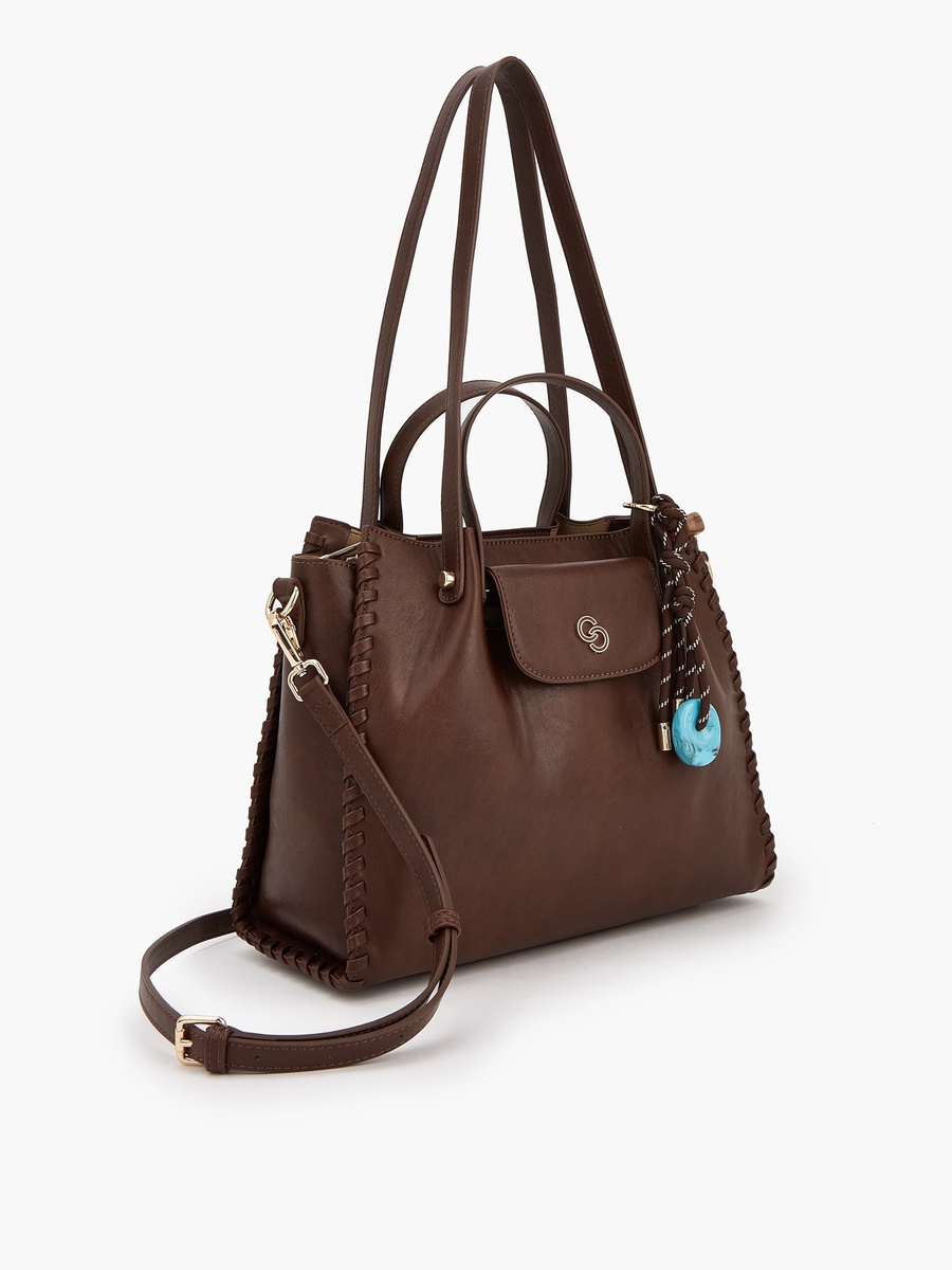 Solid Tote Bag with Detachable Strap