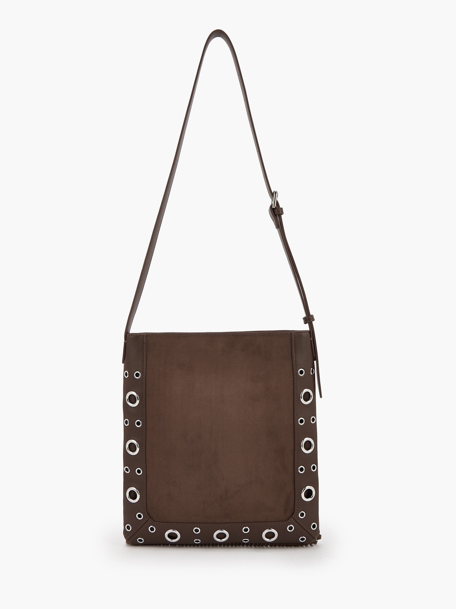 Studded Shoulder Bag with Fringe Hem