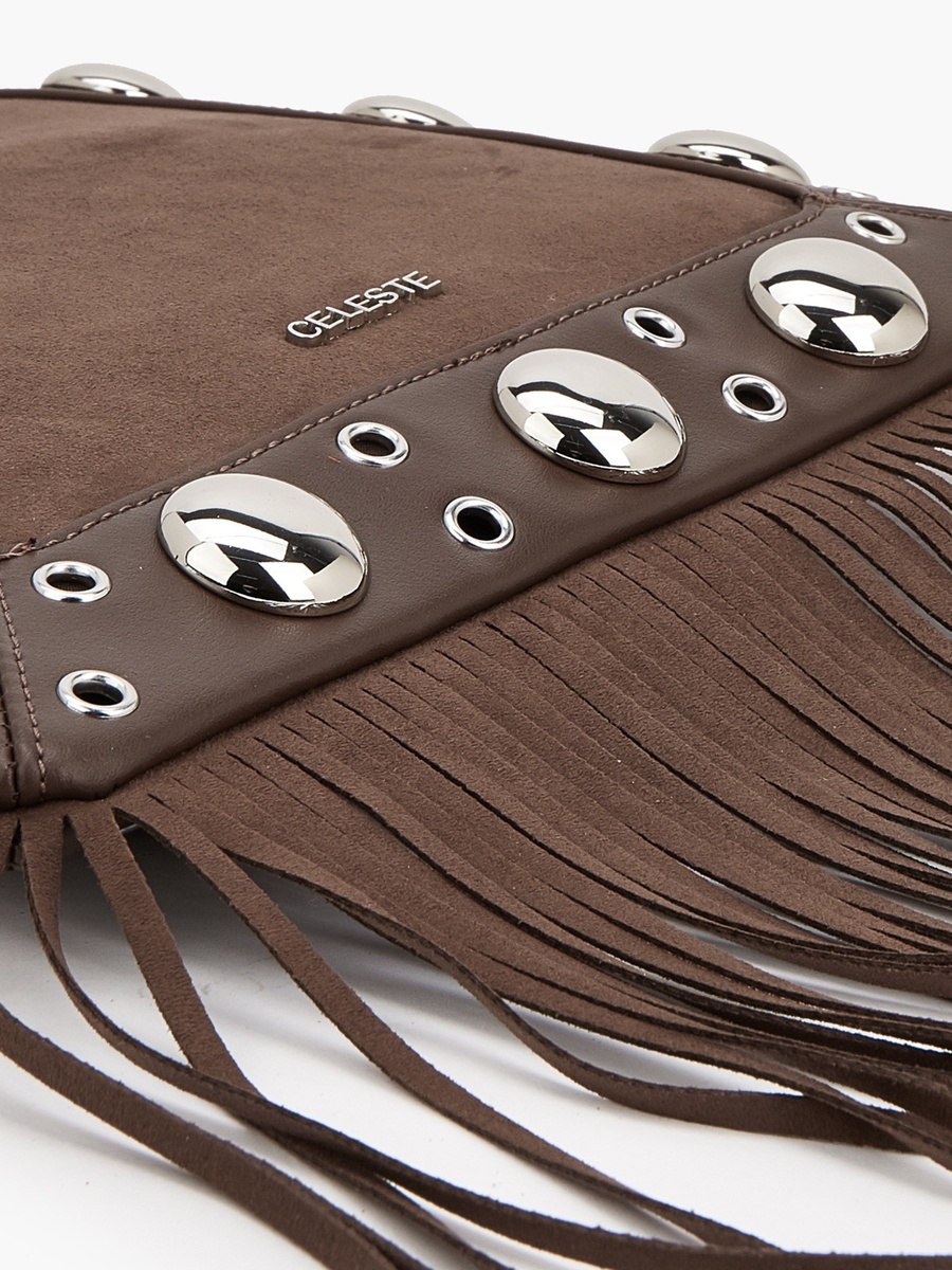 Studded Shoulder Bag with Fringe Hem