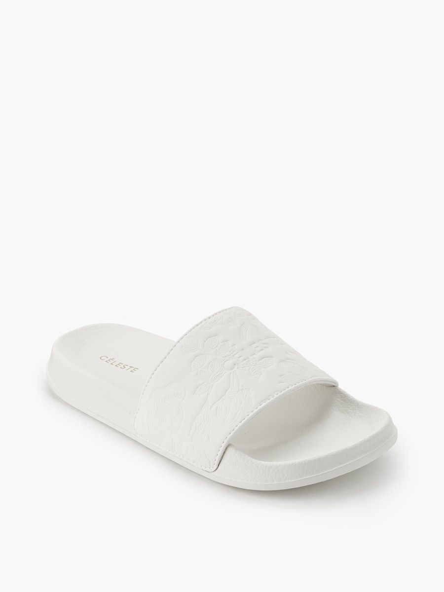 Women Floral Embossed Slides